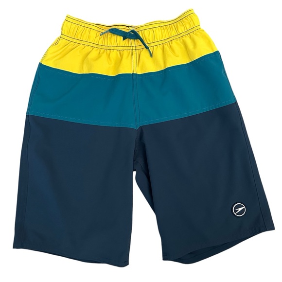 Speedo swim trunks boys Medium (10/12) yellow teal blue - Picture 1 of 5